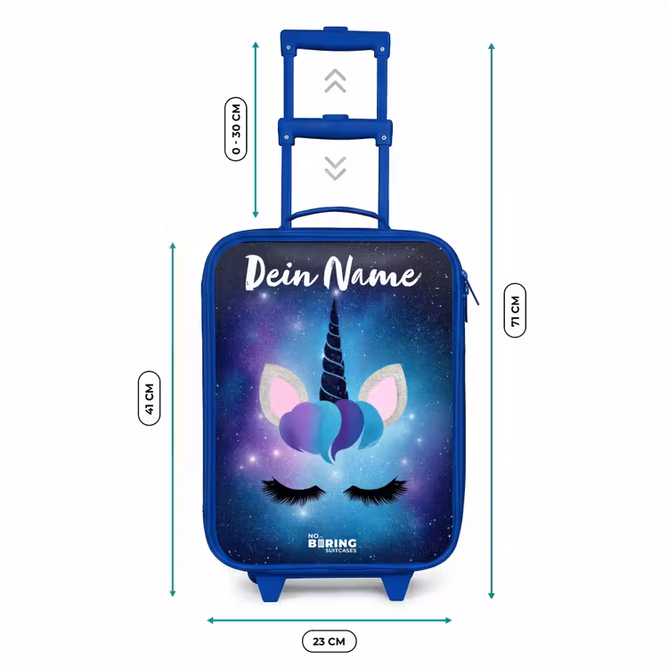 Kinderkoffer Blau mit Name - Einhorn - Sterne - Blau — 7