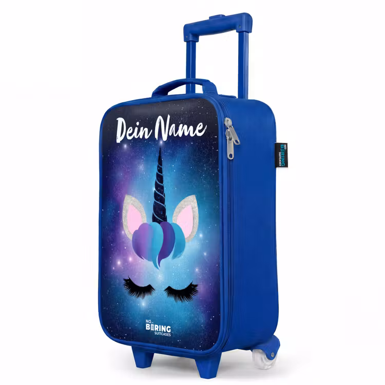 Kinderkoffer Blau mit Name - Einhorn - Sterne - Blau — 8