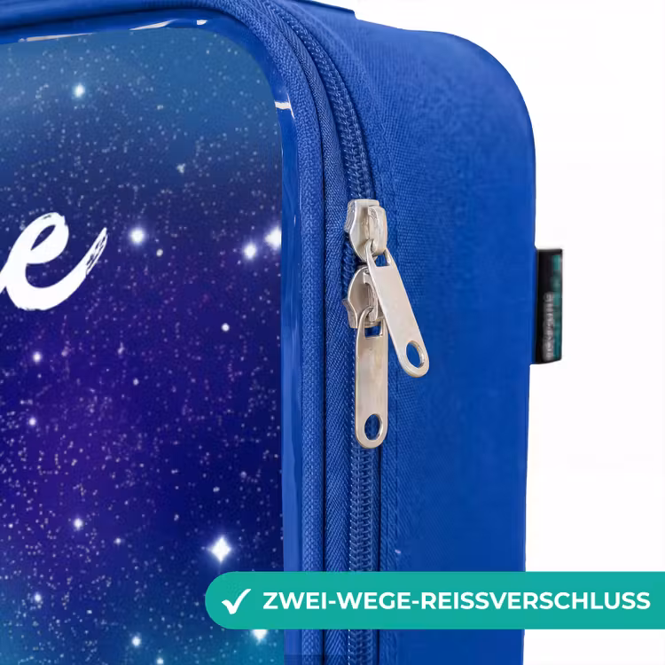 Kinderkoffer Blau mit Name - Einhorn - Sternenhimmel - Blau — 5