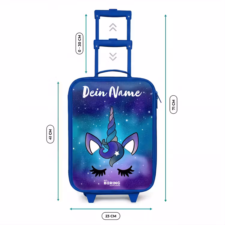 Kinderkoffer Blau mit Name - Einhorn - Sternenhimmel - Blau — 7
