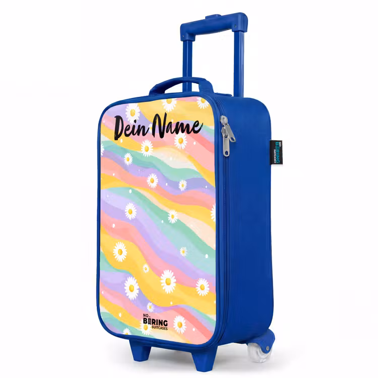 Kinderkoffer Blau mit Name - Gänseblümchen - Bunt - Pastell — 8