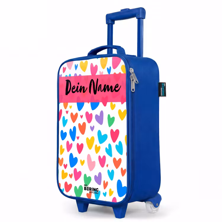 Kinderkoffer Blau mit Name - Herzen - Bunt - Muster — 8
