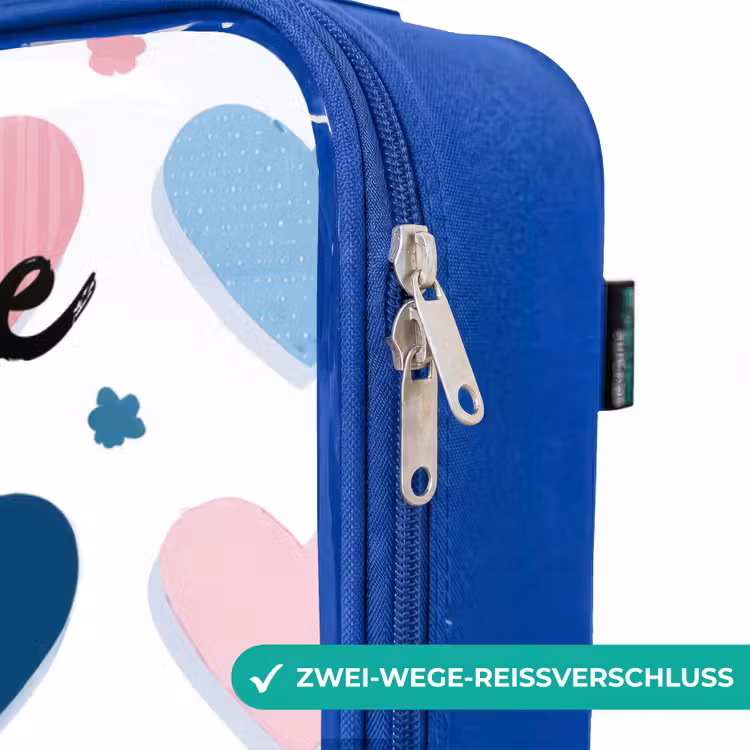 Kinderkoffer Blau mit Name - Herzen - Pastell - Muster — 5