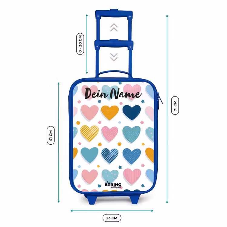 Kinderkoffer Blau mit Name - Herzen - Pastell - Muster — 7