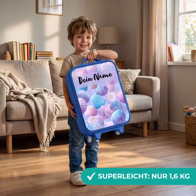 Kinderkoffer Blau mit Name - Muscheln - Lila - Blau - Muster — 3