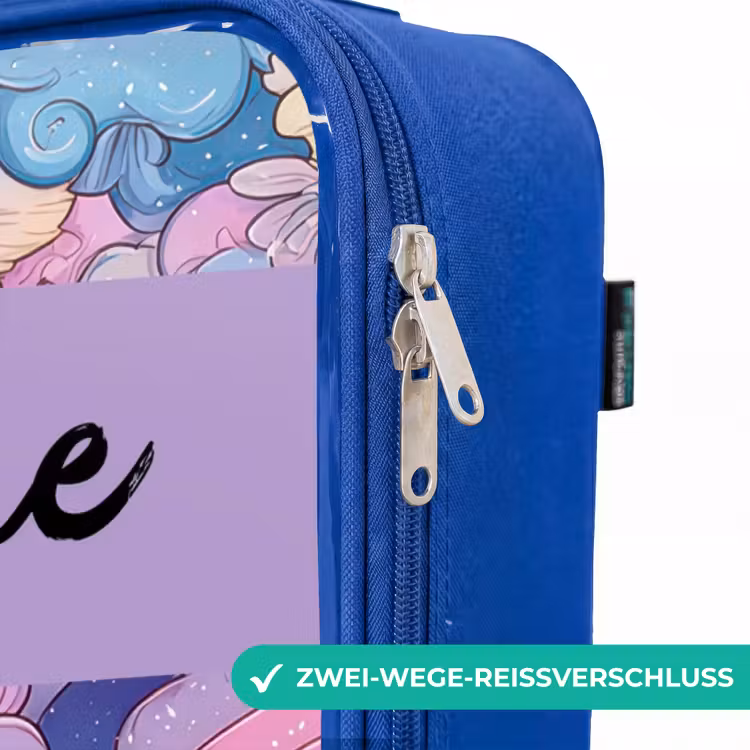 Kinderkoffer Blau mit Name - Regenbögen - Blumen - Farbenfroh — 5