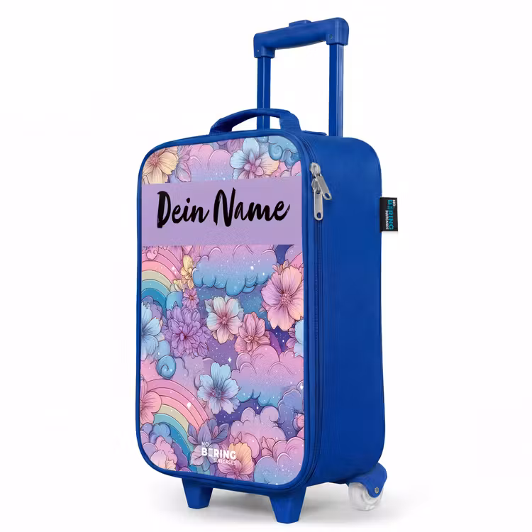 Kinderkoffer Blau mit Name - Regenbögen - Blumen - Farbenfroh — 8