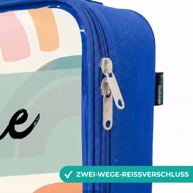 Kinderkoffer Blau mit Name - Regenbogen - Pastell - Muster — 5