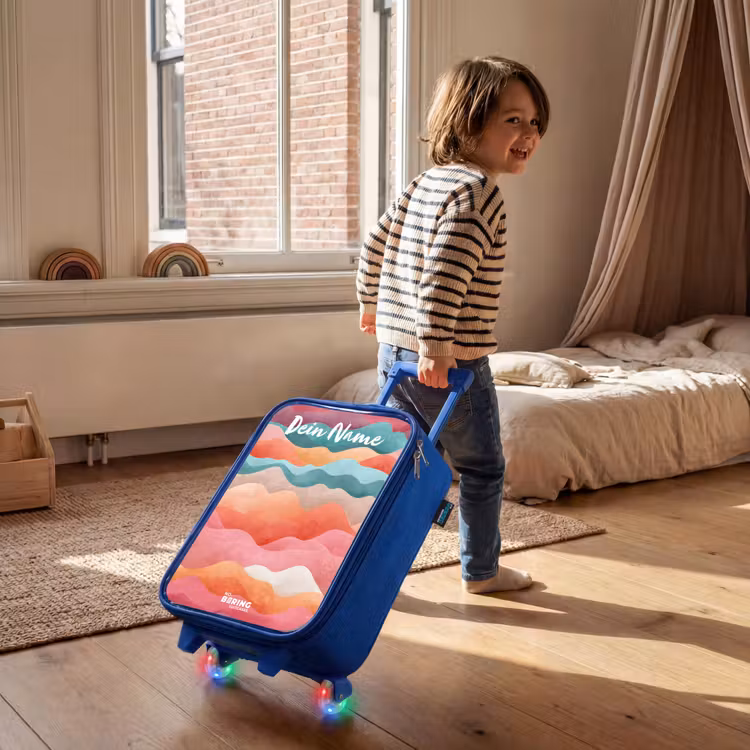 Kinderkoffer Blau mit Name - Wellen - Bunt - Abstrakt — 2
