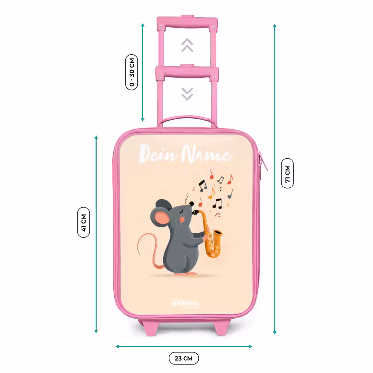 Kinderkoffer Rosa mit Name - Maus - Saxophon - Musik — 7