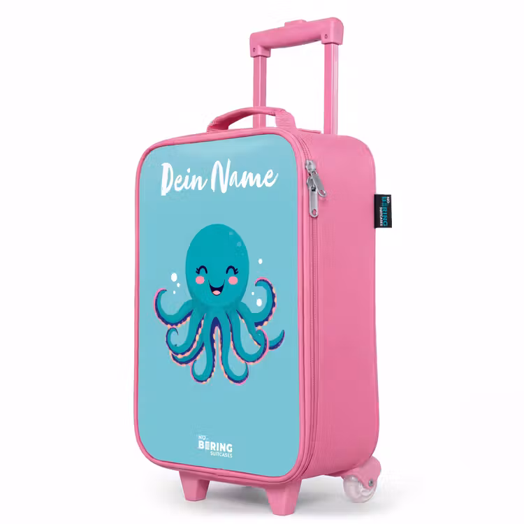 Kinderkoffer Rosa mit Name - Oktopus - Wasser - Blau — 8