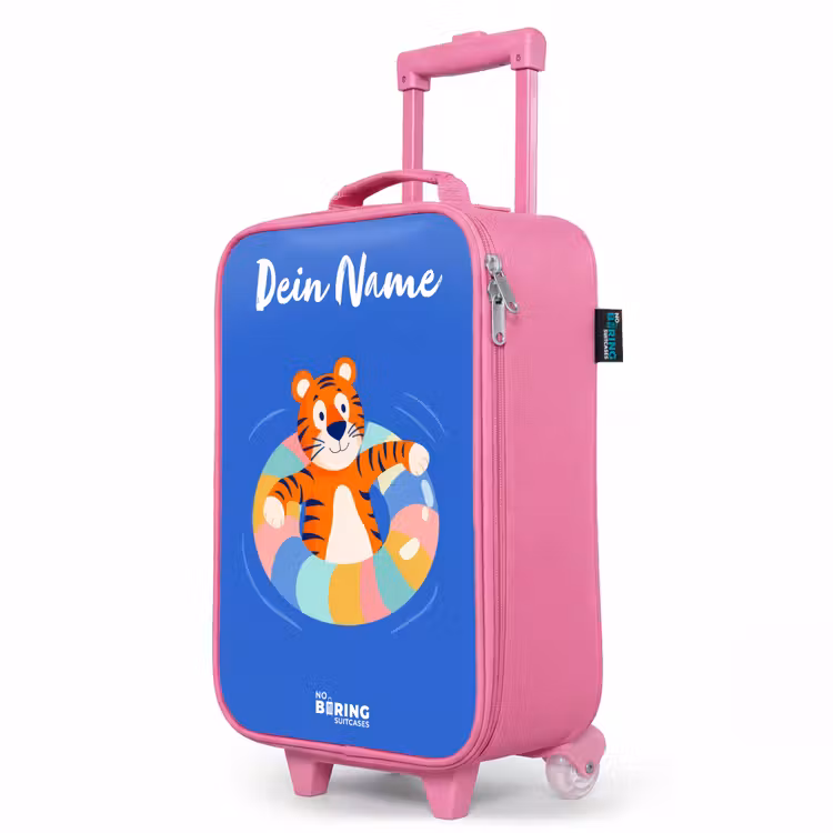 Kinderkoffer Rosa mit Name - Tiger - Schwimmband - Wasser — 8
