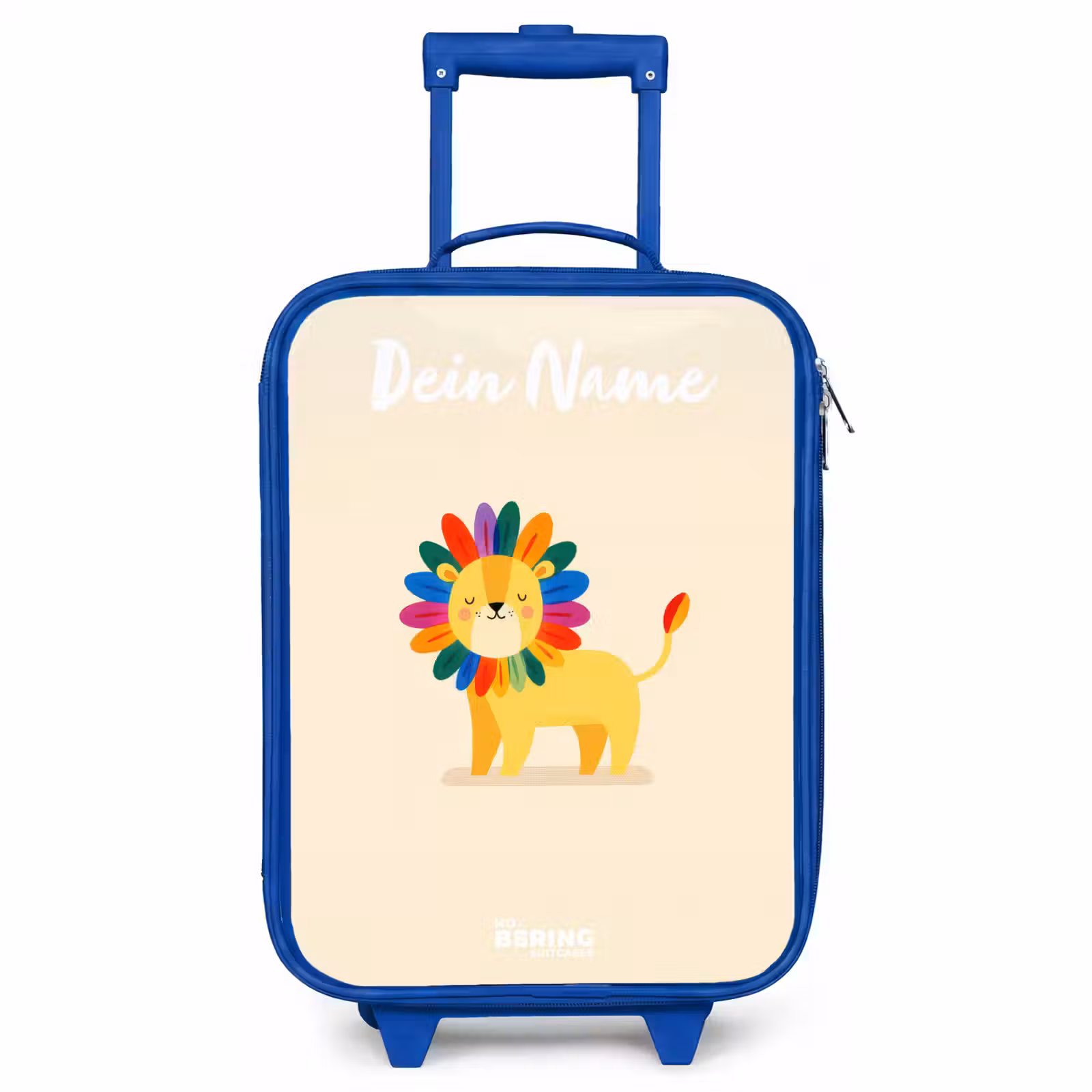 Kinderkoffer Blau mit Name - Löwe - Mähne - Farbenfroh — 1
