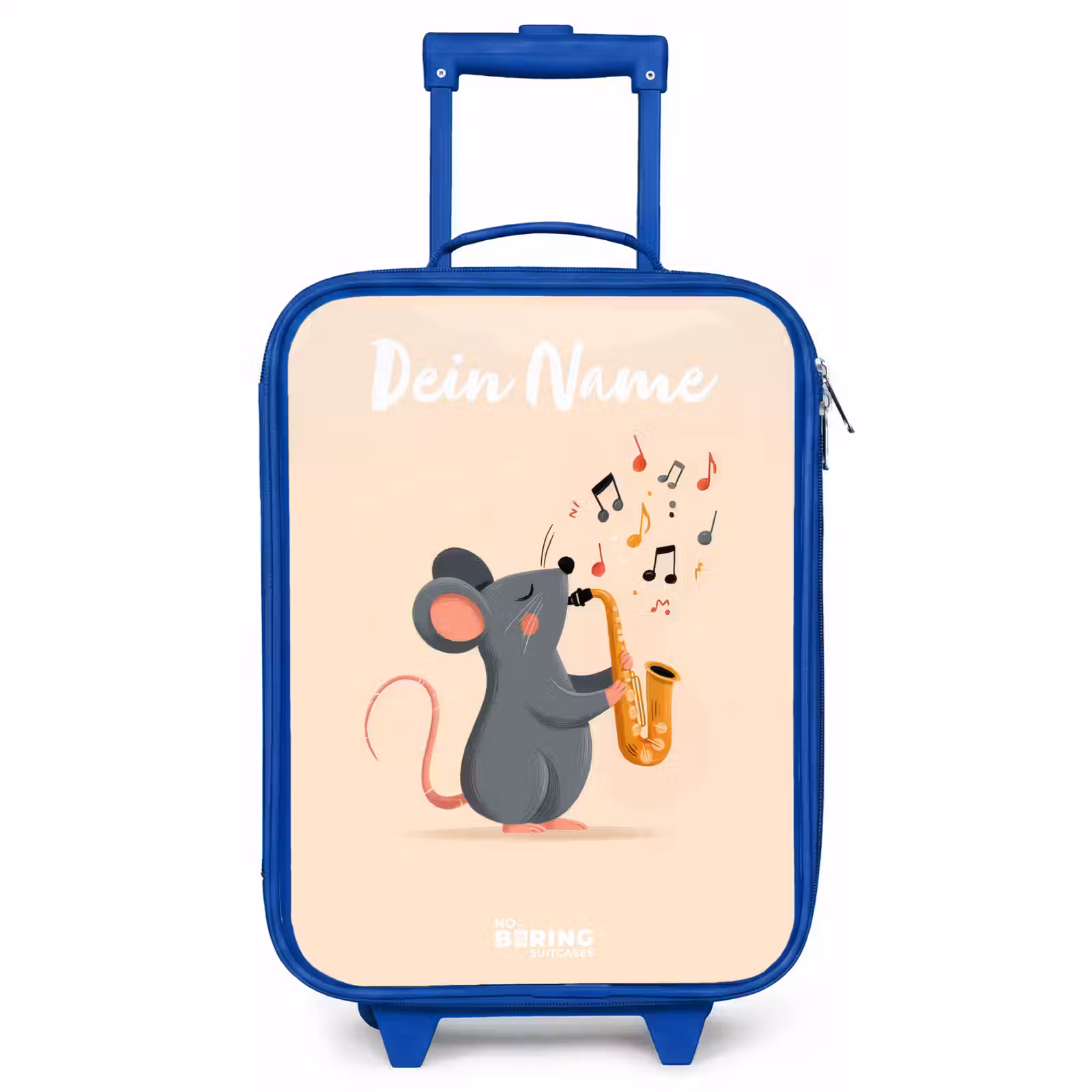Kinderkoffer Blau mit Name - Maus - Saxophon - Musik — 1
