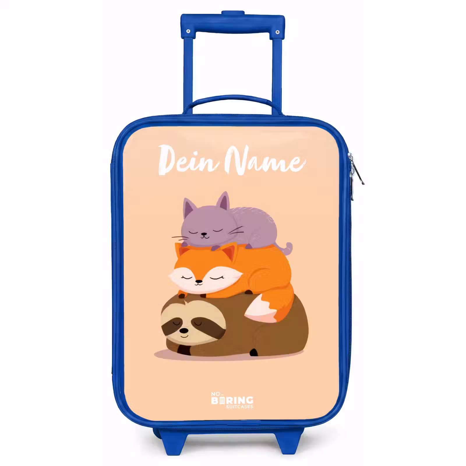 Kinderkoffer Blau mit Name - Tiere - Schlafen - Gemeinsam — 1