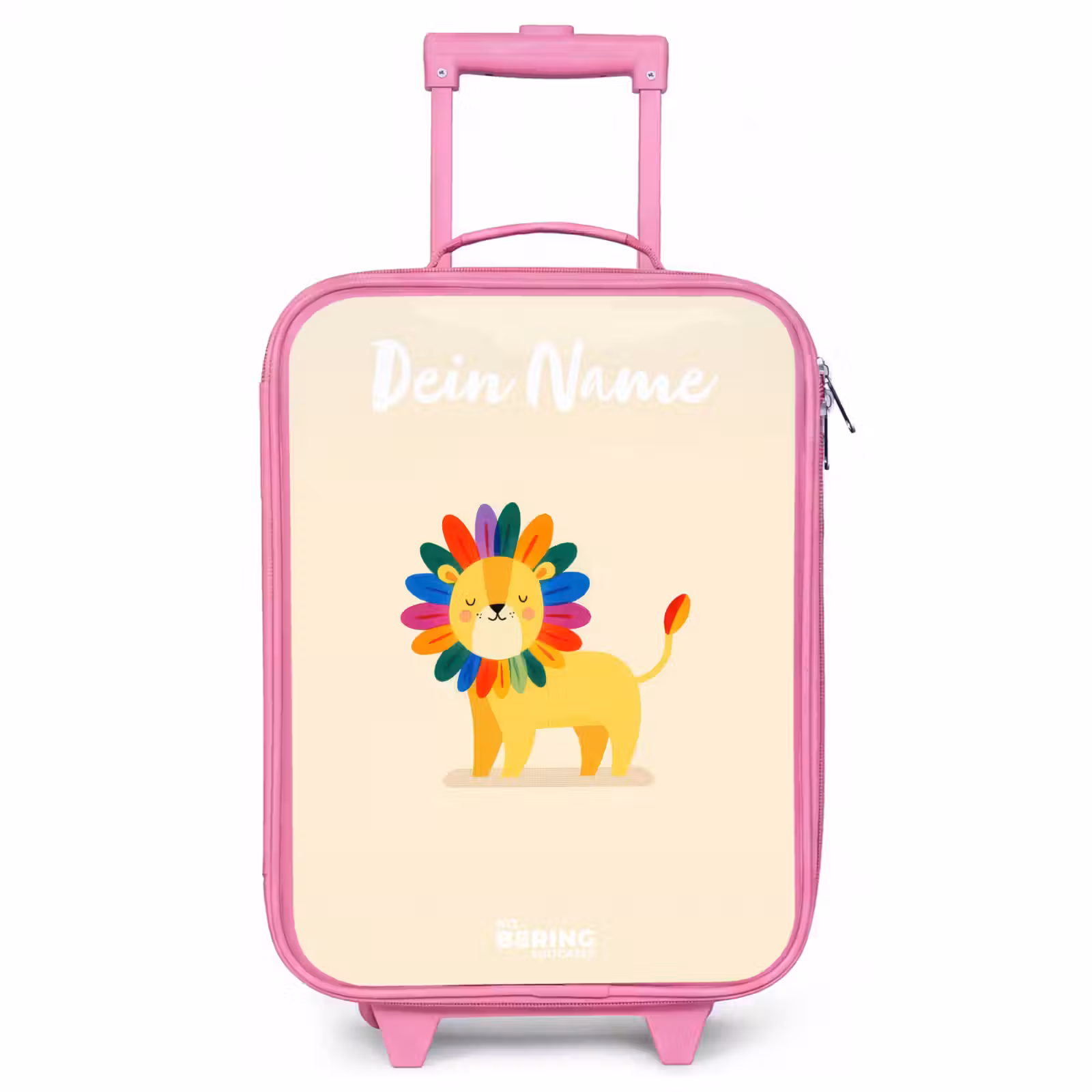 Kinderkoffer Rosa mit Name - Löwe - Mähne - Farbenfroh — 1