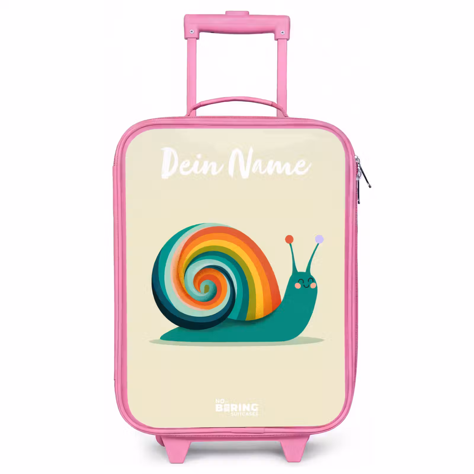Kinderkoffer Rosa mit Name - Schnecke - Regenbogen - Farbenfroh — 1
