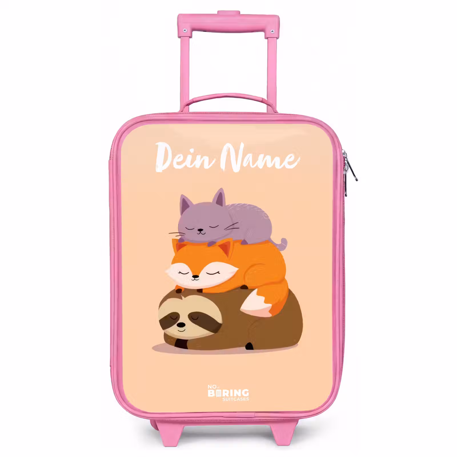 Kinderkoffer Rosa mit Name - Tiere - Schlafen - Gemeinsam — 1
