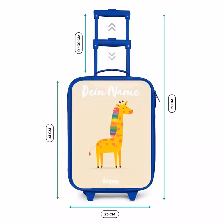 Kinderkoffer Blau mit Name - Giraffe - Tier - Farbenfroh — 7