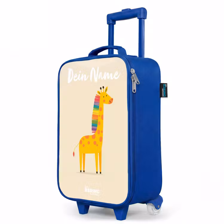 Kinderkoffer Blau mit Name - Giraffe - Tier - Farbenfroh — 8