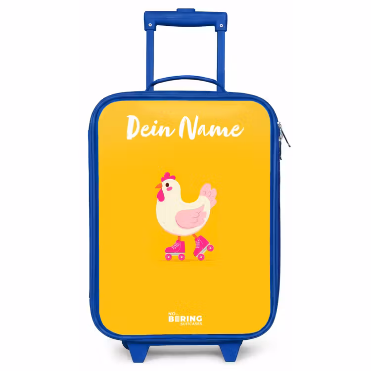 Kinderkoffer Blau mit Name - Kip - Rollschuhe - Gelb — 1