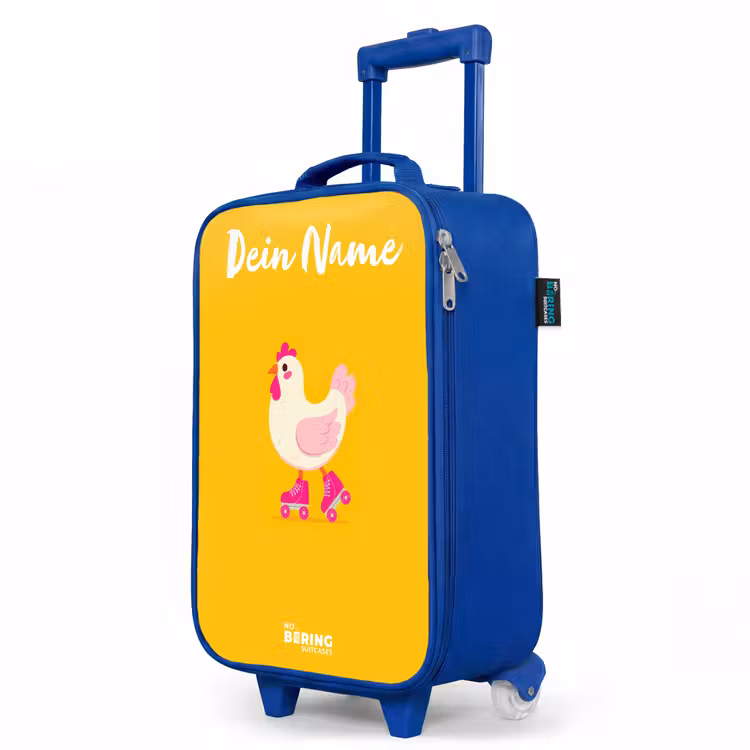 Kinderkoffer Blau mit Name - Kip - Rollschuhe - Gelb — 8
