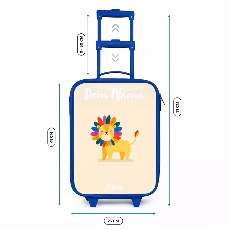 Kinderkoffer Blau mit Name - Löwe - Mähne - Farbenfroh — 7