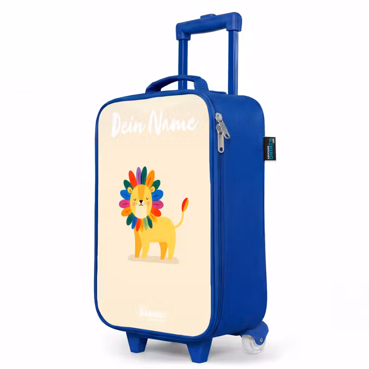 Kinderkoffer Blau mit Name - Löwe - Mähne - Farbenfroh — 8