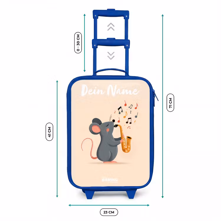 Kinderkoffer Blau mit Name - Maus - Saxophon - Musik — 7