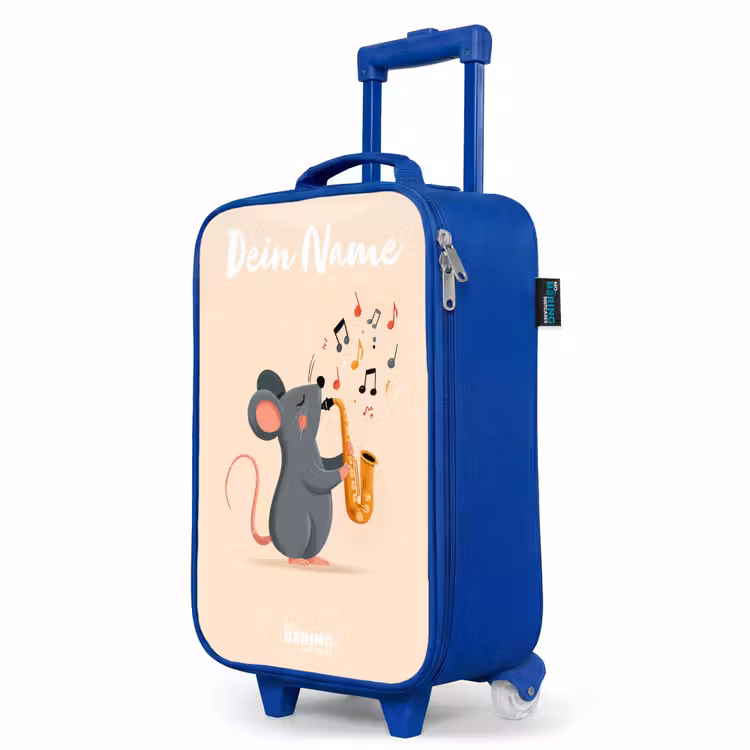 Kinderkoffer Blau mit Name - Maus - Saxophon - Musik — 8