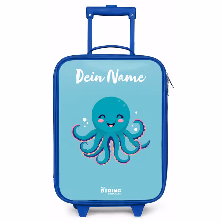 Kinderkoffer Blau mit Name - Oktopus - Wasser - Blau — 1