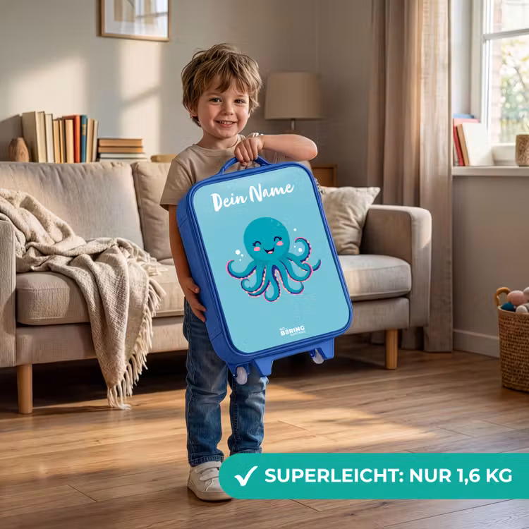 Kinderkoffer Blau mit Name - Oktopus - Wasser - Blau — 3