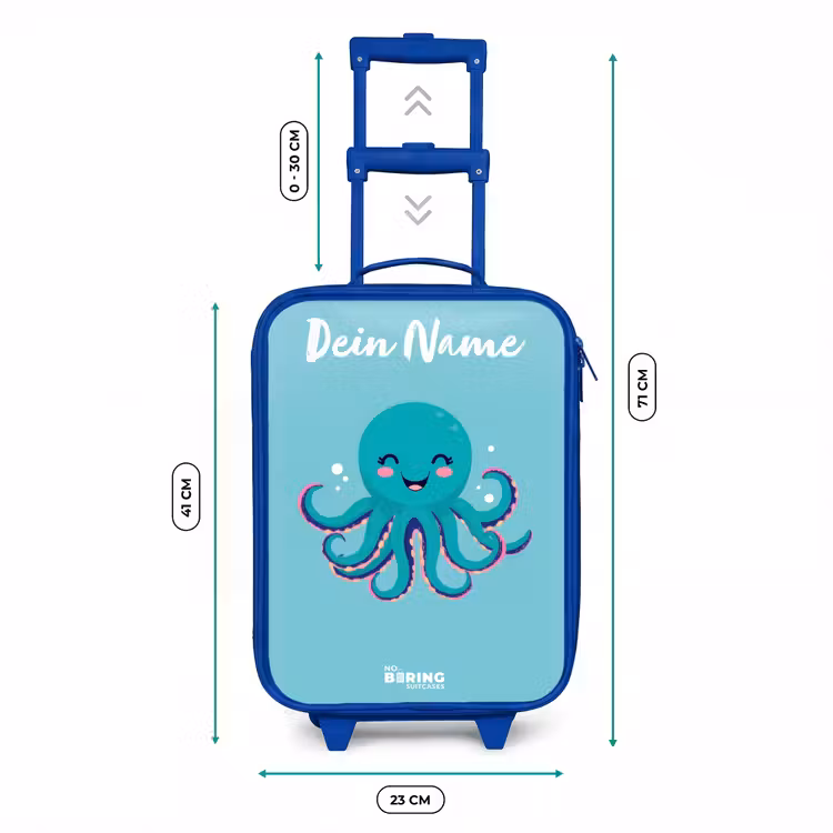 Kinderkoffer Blau mit Name - Oktopus - Wasser - Blau — 7