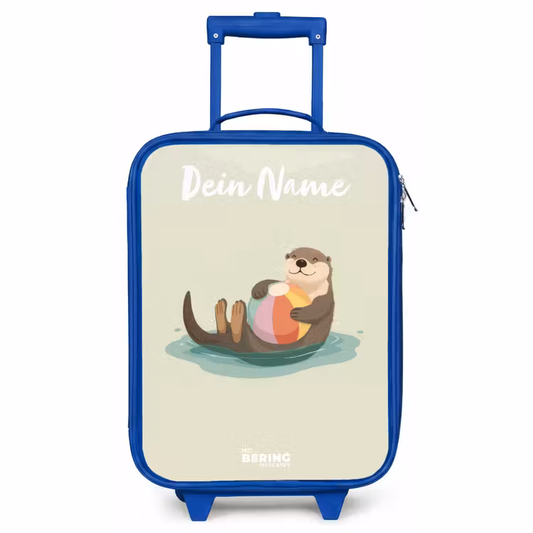 Kinderkoffer Blau mit Name - Otter - Strandball - Wasser — 1
