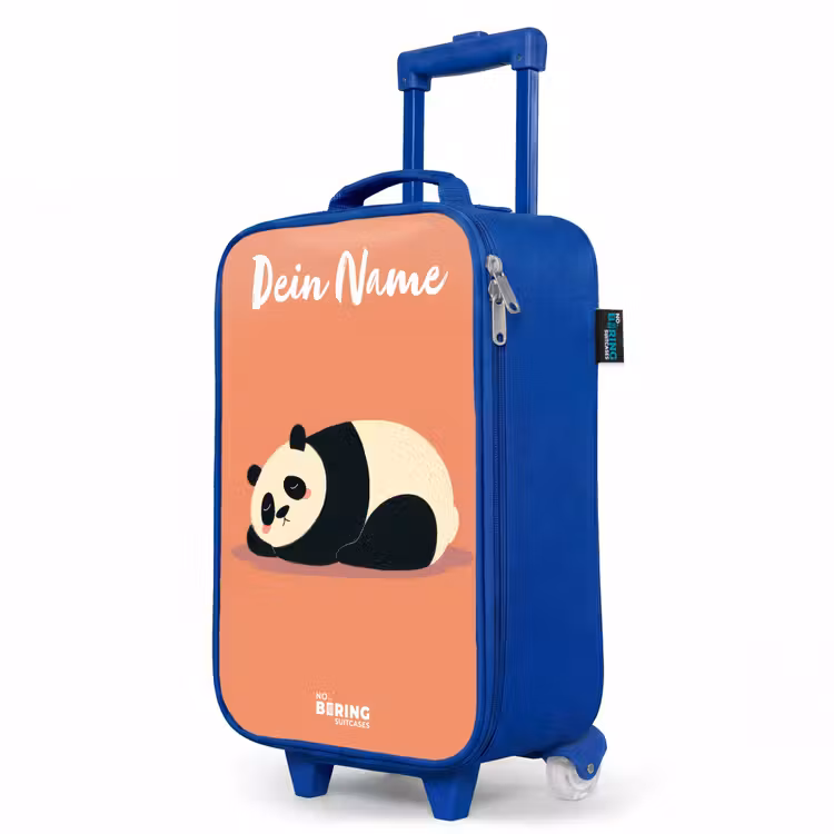 Kinderkoffer Blau mit Name - Panda - Schlafend - Orange — 8