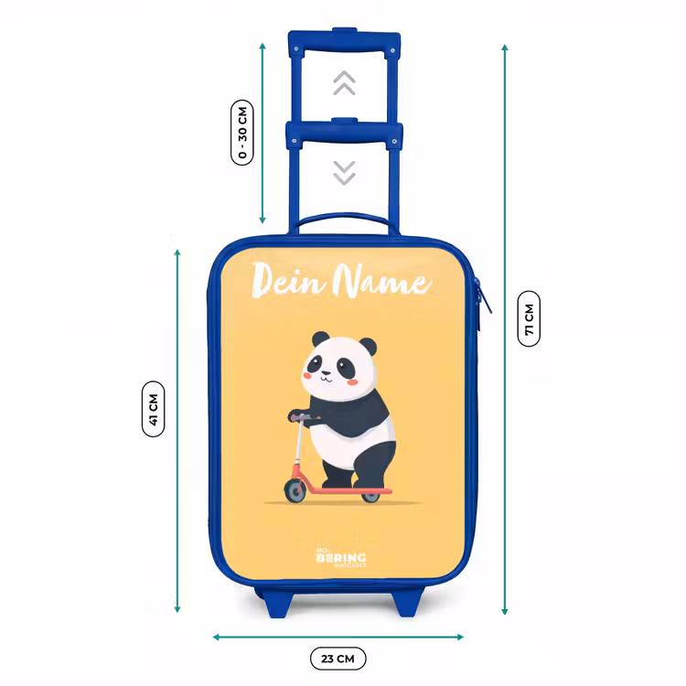 Kinderkoffer Blau mit Name - Panda - Stufe - Gelb — 7
