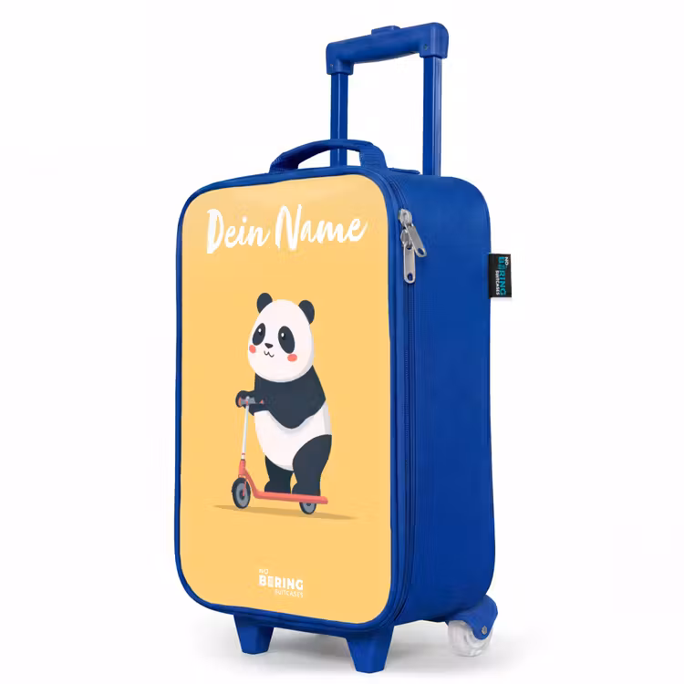 Kinderkoffer Blau mit Name - Panda - Stufe - Gelb — 8