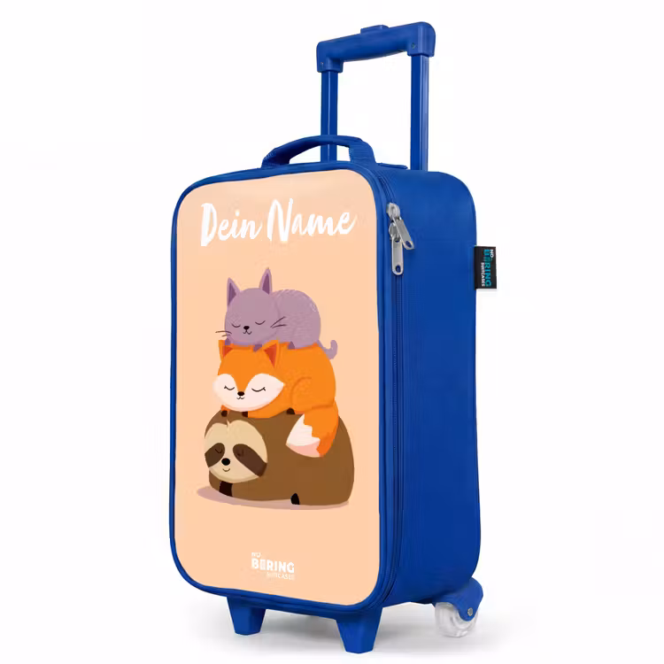 Kinderkoffer Blau mit Name - Tiere - Schlafen - Gemeinsam — 8