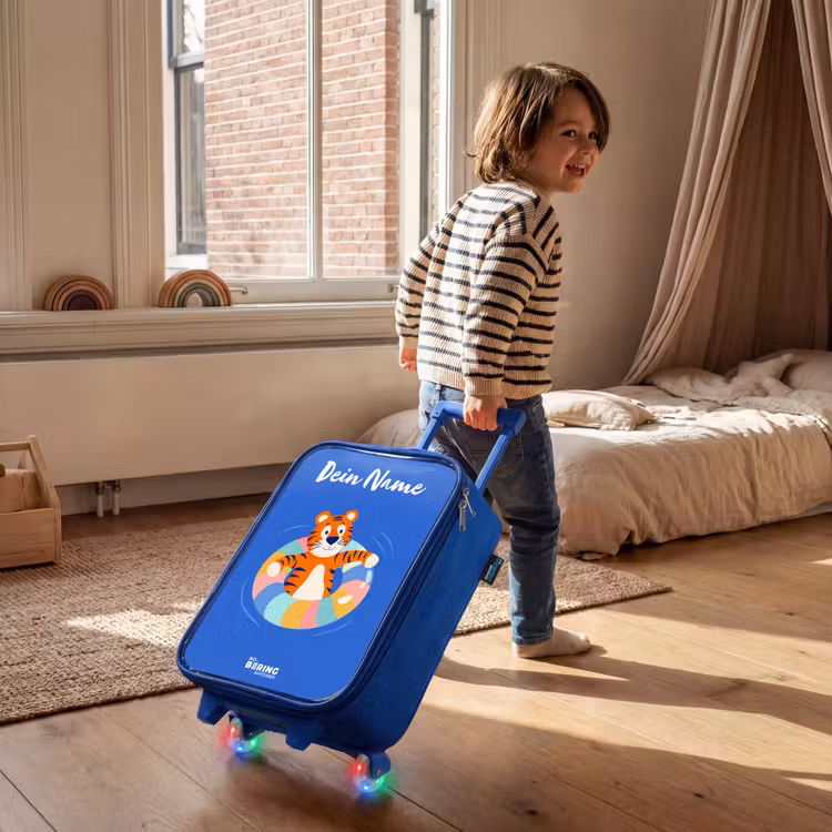 Kinderkoffer Blau mit Name - Tiger - Schwimmband - Wasser — 2