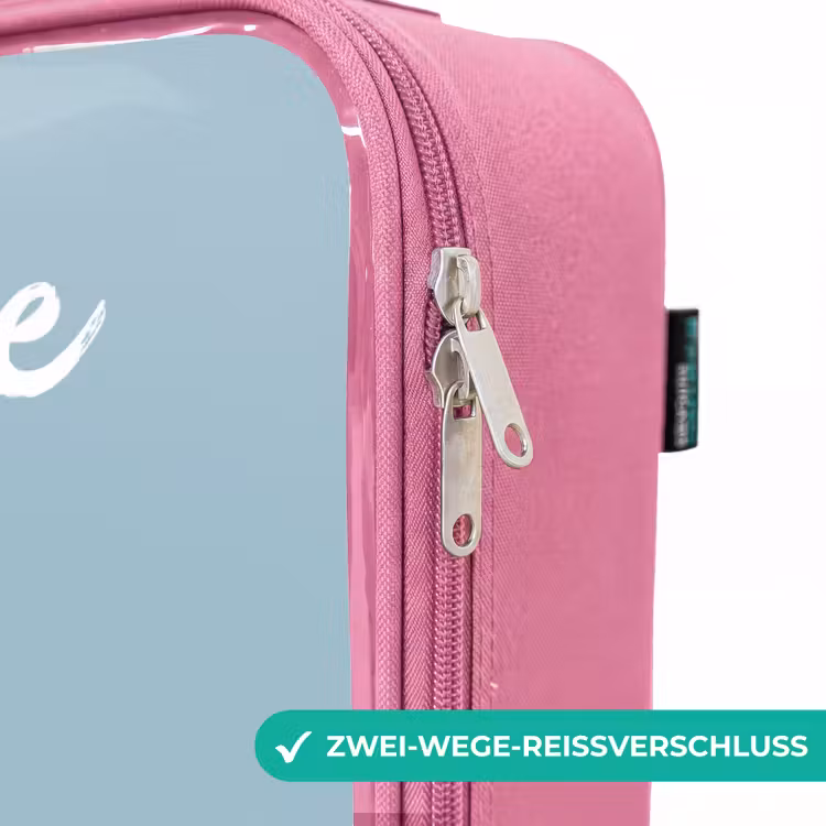 Kinderkoffer Rosa mit Name - Fuchs - Flugzeug - Fliegen — 5
