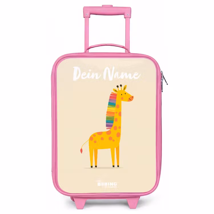 Kinderkoffer Rosa mit Name - Giraffe - Tier - Farbenfroh — 1