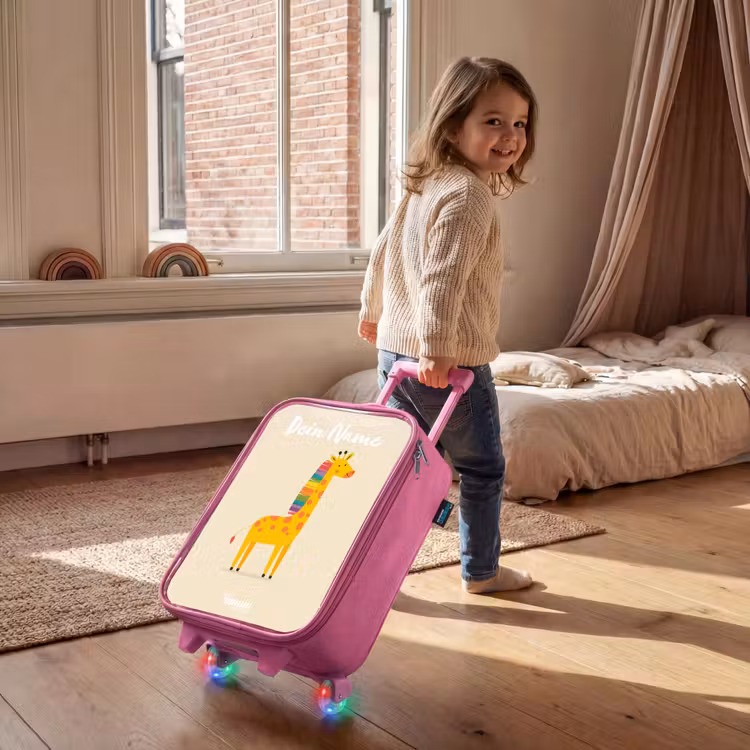 Kinderkoffer Rosa mit Name - Giraffe - Tier - Farbenfroh — 2