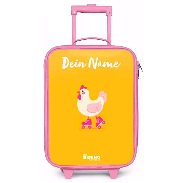 Kinderkoffer Rosa mit Name - Kip - Rollschuhe - Gelb — 1