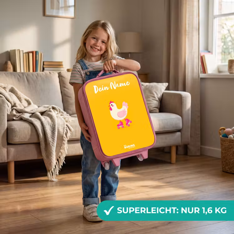 Kinderkoffer Rosa mit Name - Kip - Rollschuhe - Gelb — 3