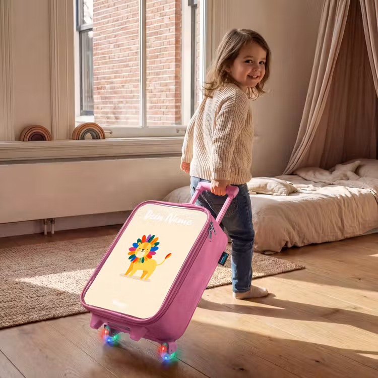 Kinderkoffer Rosa mit Name - Löwe - Mähne - Farbenfroh — 2