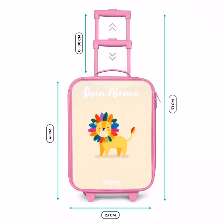 Kinderkoffer Rosa mit Name - Löwe - Mähne - Farbenfroh — 7