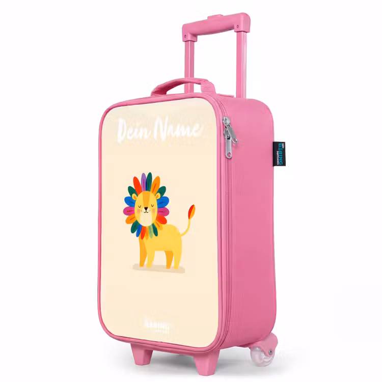Kinderkoffer Rosa mit Name - Löwe - Mähne - Farbenfroh — 8