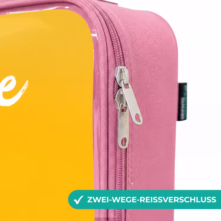 Kinderkoffer Rosa mit Name - Nilpferd - Vögel - Gelb — 5
