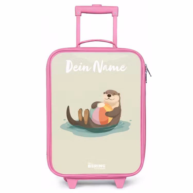 Kinderkoffer Rosa mit Name - Otter - Strandball - Wasser — 1
