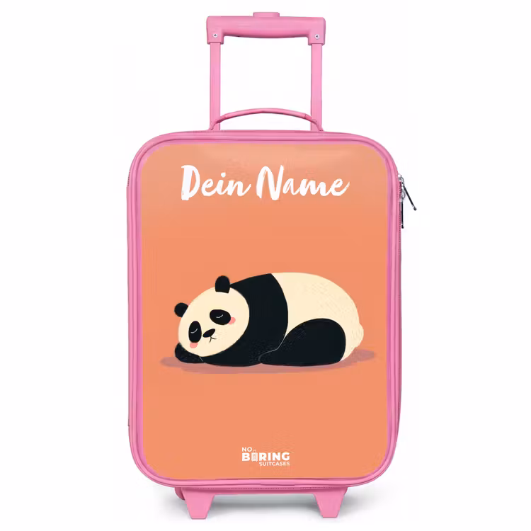 Kinderkoffer Rosa mit Name - Panda - Schlafend - Orange — 1